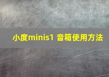 小度minis1 音箱使用方法